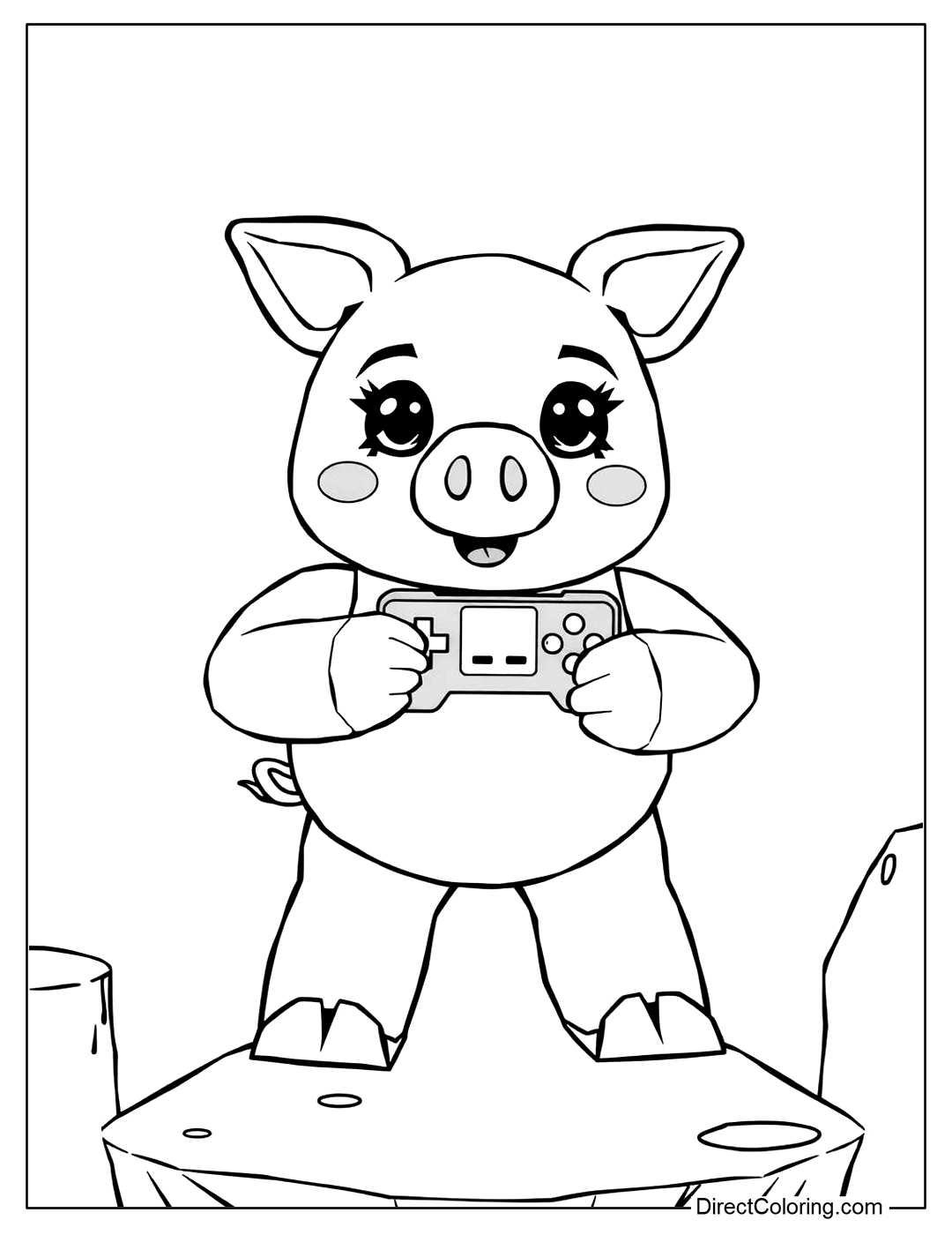 Piggy Playing a Game Coloring Page